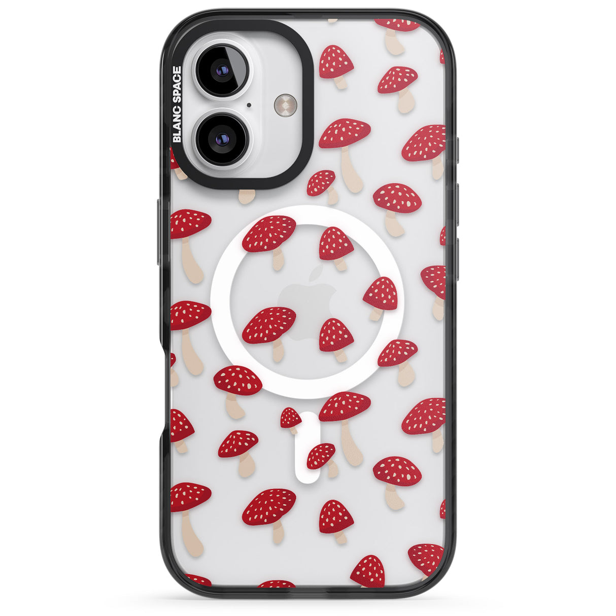 iPhone 16 Pro Max Magical Mushrooms Pattern Black Impact Phone Case