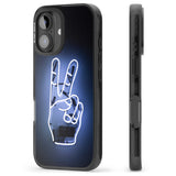 iPhone 16 Pro Max Peace Sign Hand Neon Sign Black Impact Phone Case