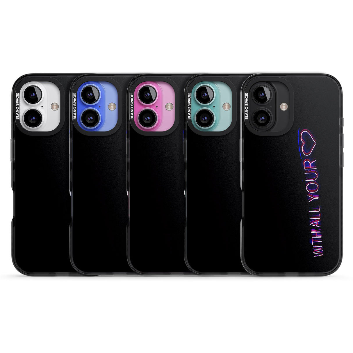 iPhone 16 Pro Max With All Your Heart Neon Sign Black Impact Phone Case