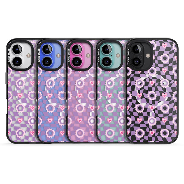 iPhone 16 Pro Max Checkered Love Pattern Black Impact Phone Case