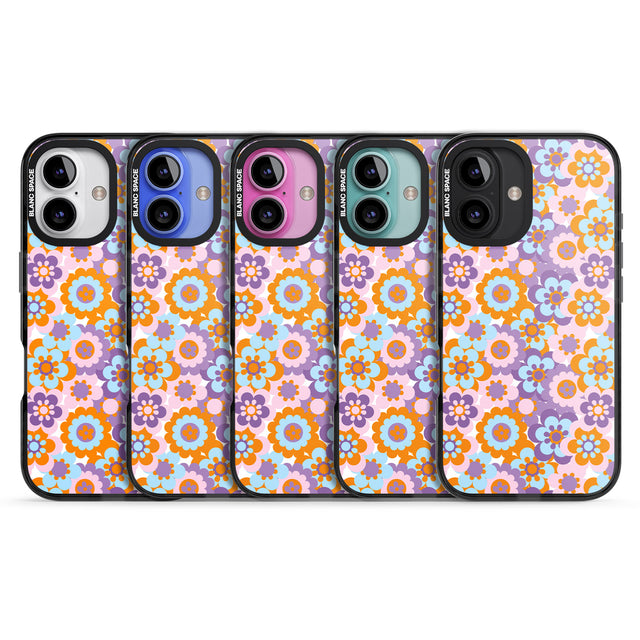 iPhone 16 Pro Max Flower Power Pattern Black Impact Phone Case