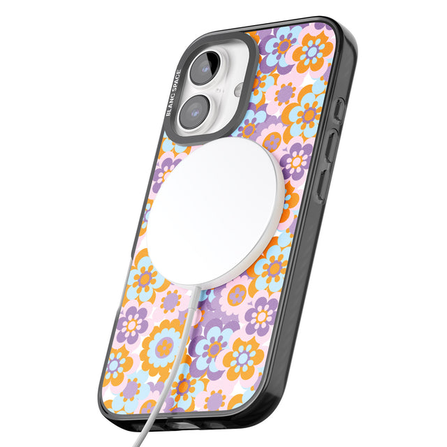 iPhone 16 Pro Max Flower Power Pattern Black Impact Phone Case