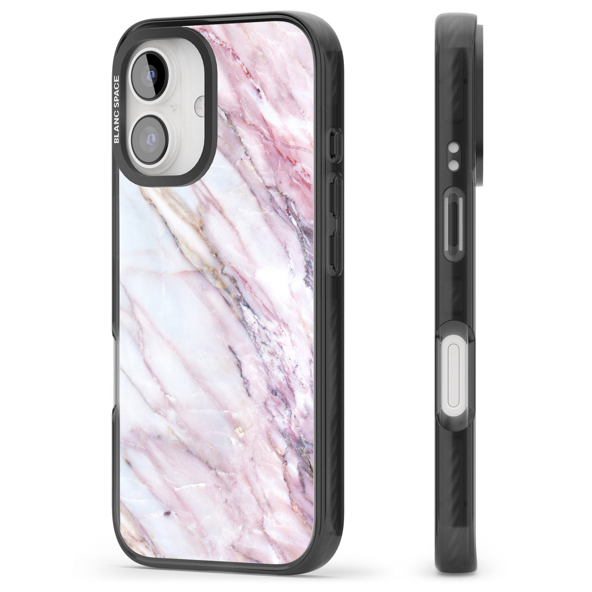 iPhone 16 Pro Max Pink & Purple Marble Black Impact Phone Case