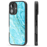 iPhone 16 Pro Max Bright Blue Onyx Marble Black Impact Phone Case