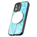 iPhone 16 Pro Max Bright Blue Onyx Marble Black Impact Phone Case