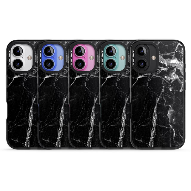 iPhone 16 Pro Max Black Onyx Marble Texture Black Impact Phone Case