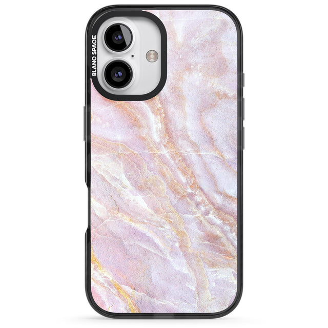 iPhone 16 Pro Max Soft Pink & Yellow Onyx Marble Black Impact Phone Case