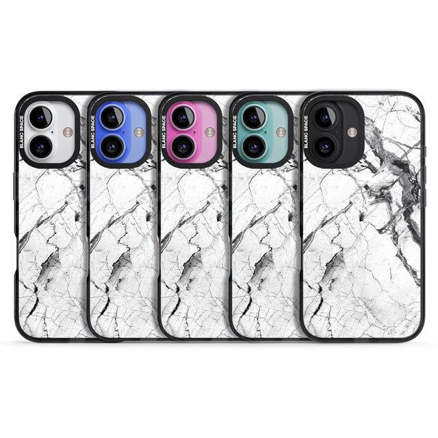 iPhone 16 Pro Max Black & White Stormy Marble Black Impact Phone Case