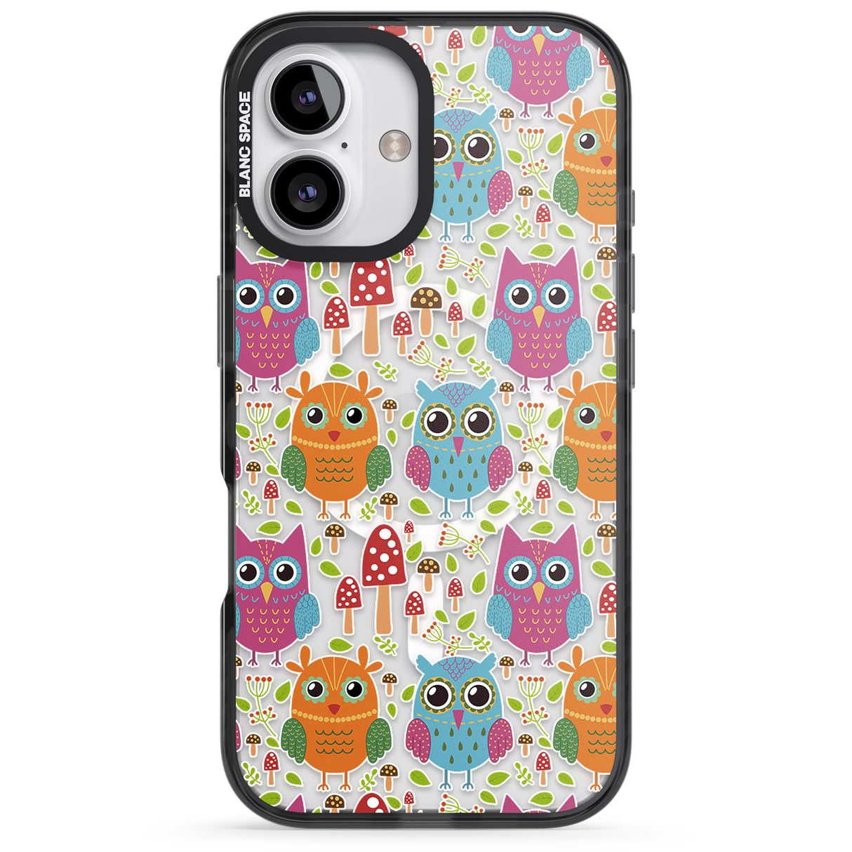 iPhone 16 Pro Max Forrest Owl Clear Pattern Black Impact Phone Case