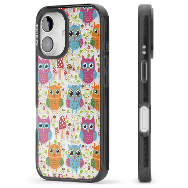 iPhone 16 Pro Max Forrest Owl Clear Pattern Black Impact Phone Case