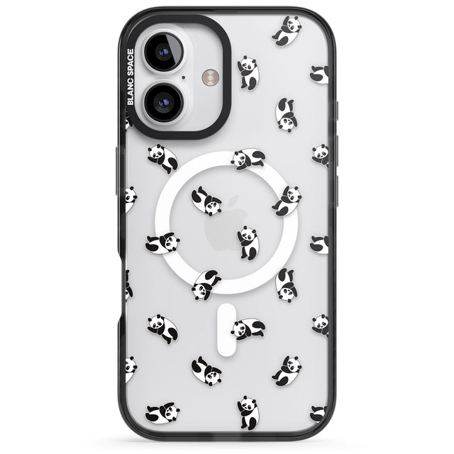 iPhone 16 Pro Max Tiny Panda Pattern Black Impact Phone Case