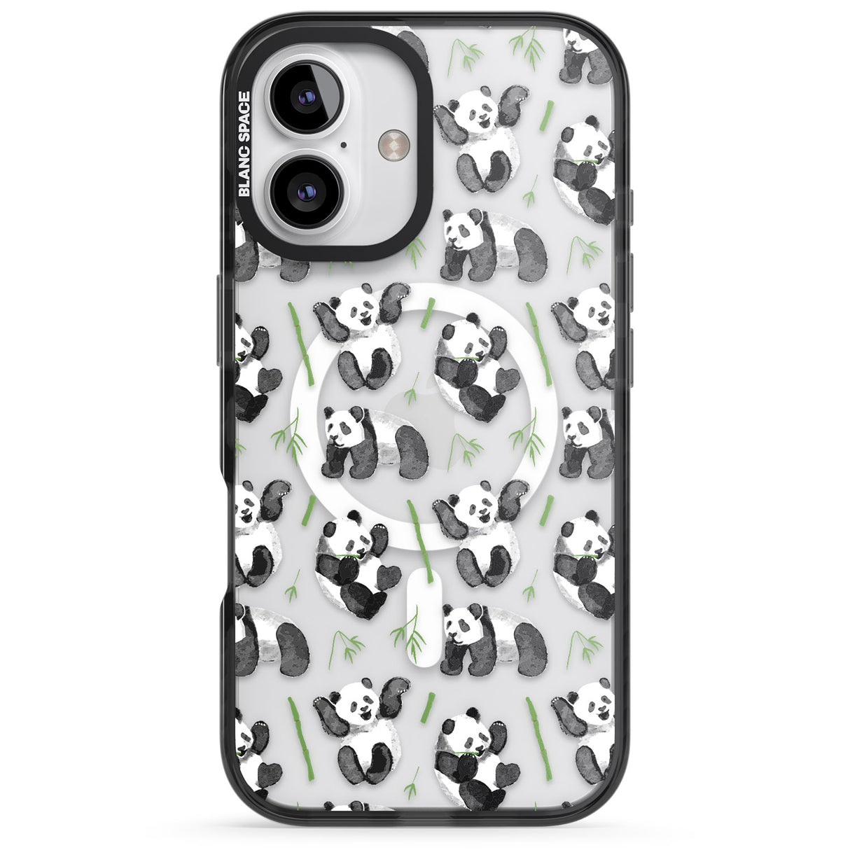 iPhone 16 Pro Max Watercolour Panda Pattern Black Impact Phone Case