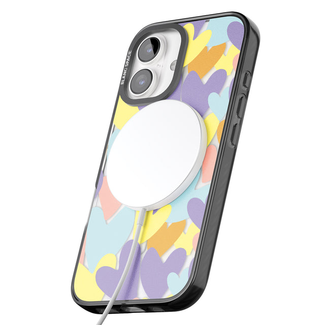 iPhone 16 Pro Max Pastel Hearts Black Impact Phone Case