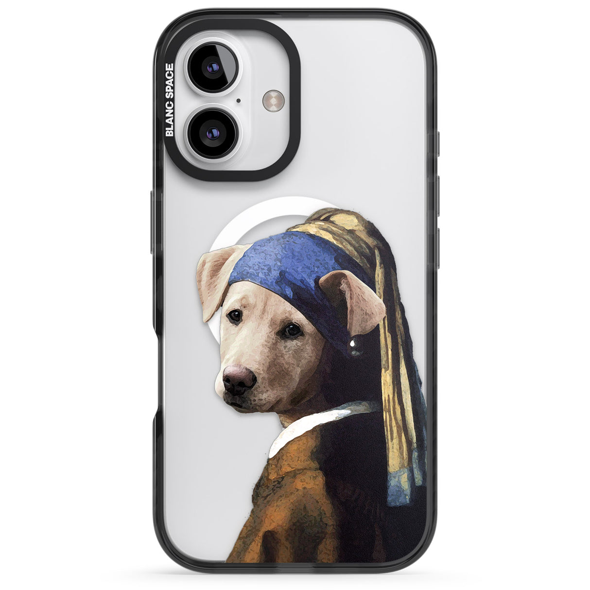 iPhone 16 Pro Max Doggo with a Pearl Earring Black Impact Phone Case