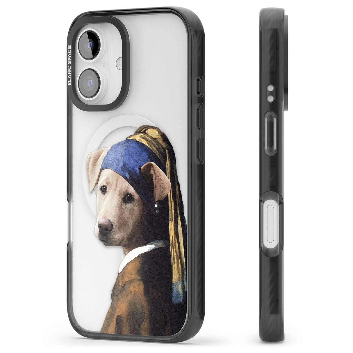 iPhone 16 Pro Max Doggo with a Pearl Earring Black Impact Phone Case