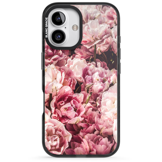 iPhone 16 Pro Max Pink Peonies Black Impact Phone Case