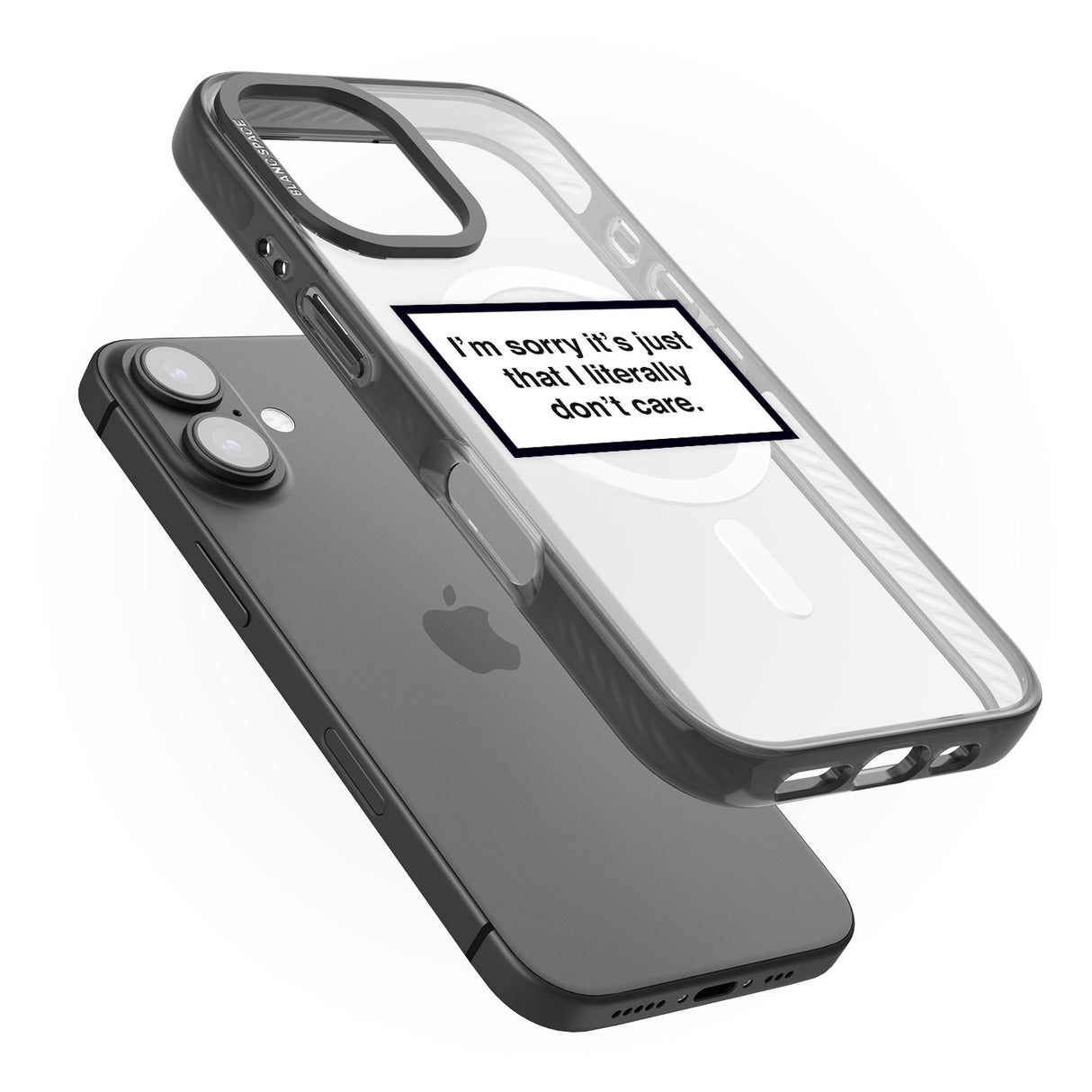 iPhone 16 Pro Max I Literally Don't Care Black Impact Phone Case