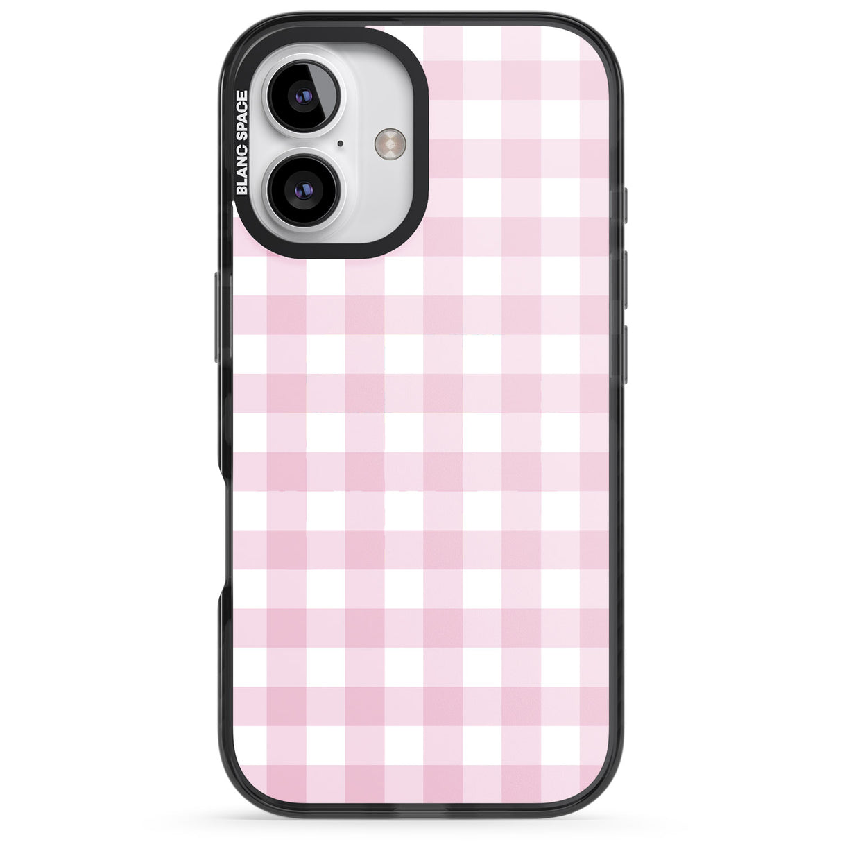 iPhone 16 Pro Max Pink Gingham Pattern Black Impact Phone Case