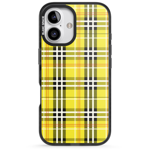 iPhone 16 Pro Max Yellow Plaid Black Impact Phone Case