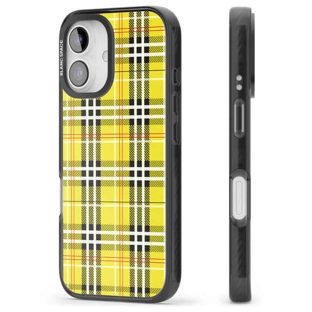 iPhone 16 Pro Max Yellow Plaid Black Impact Phone Case