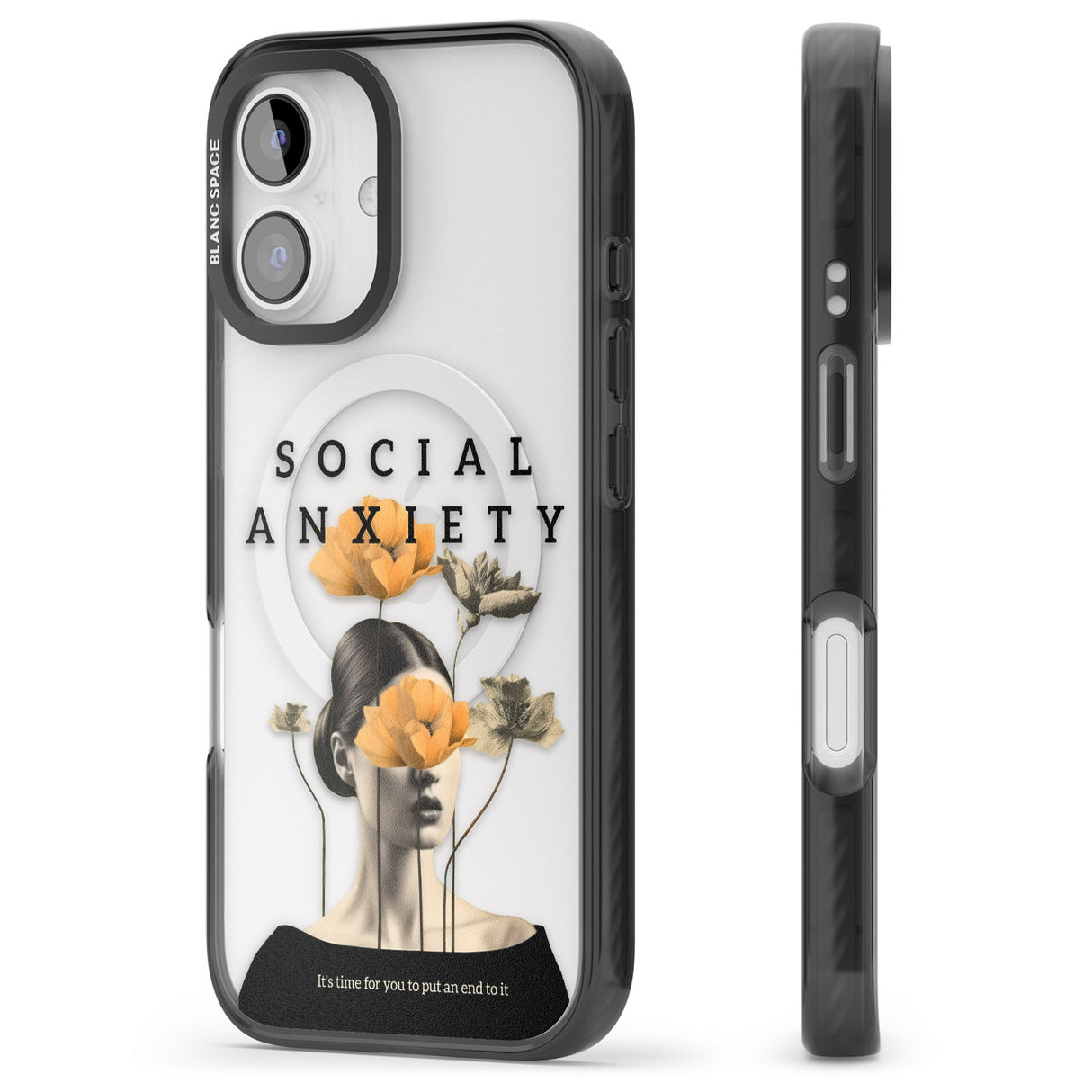 iPhone 16 Pro Max Social Anxiety Black Impact Phone Case + Magsafe