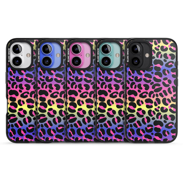 iPhone 16 Pro Max Rainbow Gradient Leopard Print Black Impact Phone Case