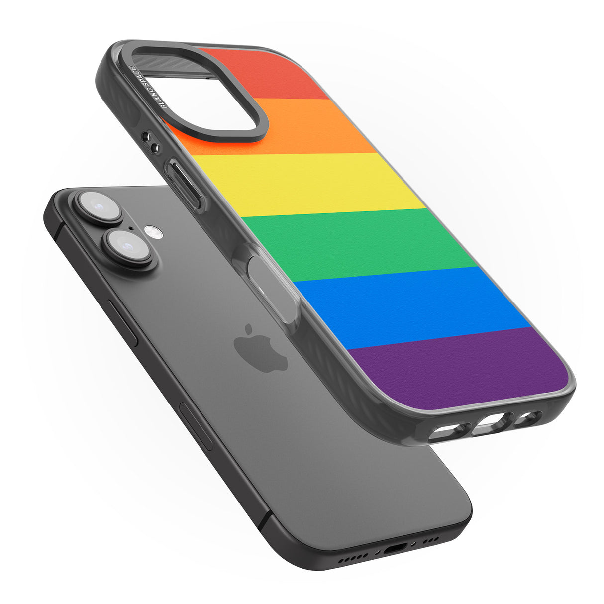 iPhone 16 Pro Max Rainbow Stripes Black Impact Phone Case