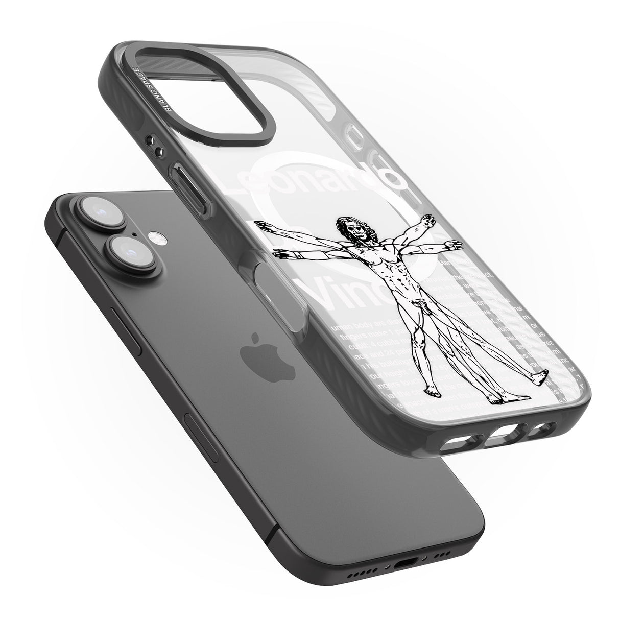 iPhone 16 Pro Max Vitruvian Man Black Impact Phone Case