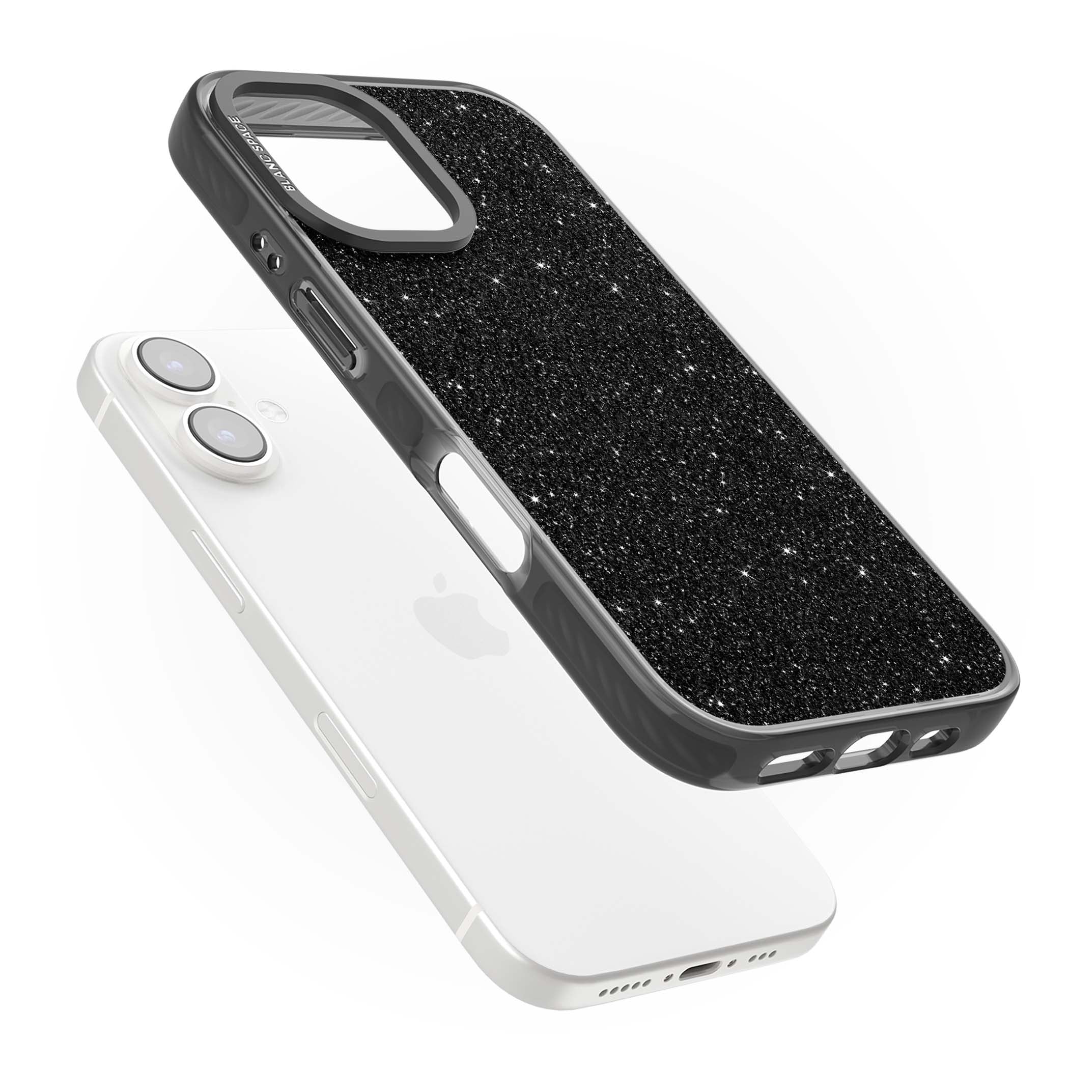 Black Glitter black glitter iPhone case featuring an all-over sparkly shimmer pattern on a jet black base | Black Impact Magsafe case for iPhone 16, iPhone 16 Plus