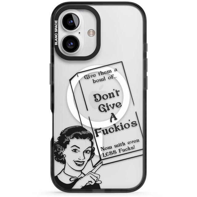 "Don't Give a F*ckio's" Cereal Black Impact Magsafe Phone Case for iPhone 16, iPhone 16 Plus