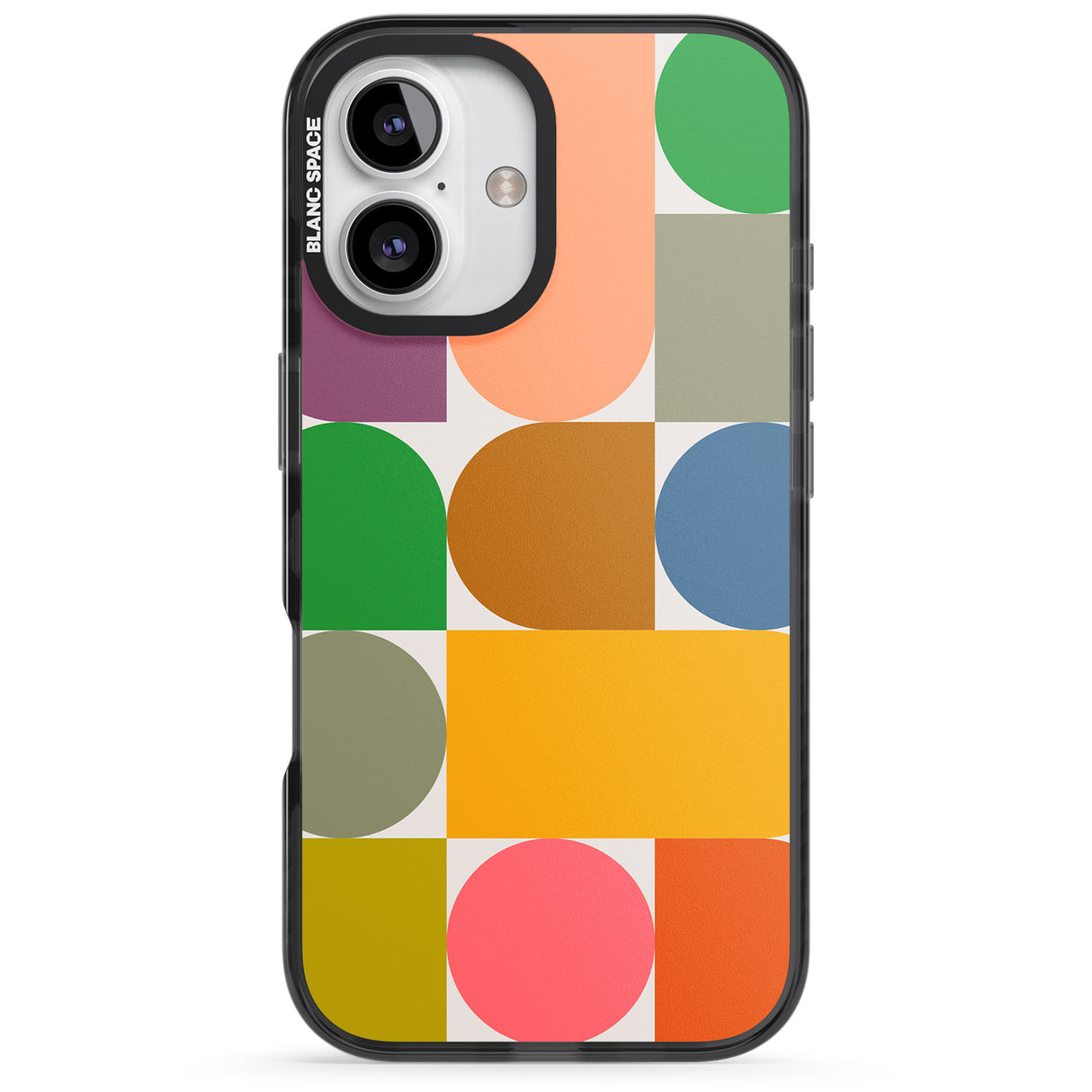 iPhone 16 Pro Max Abstract Retro Shapes: Rainbow Mix Black Impact Phone Case