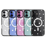 iPhone 16 Pro Max White Hearts Pattern Black Impact Phone Case