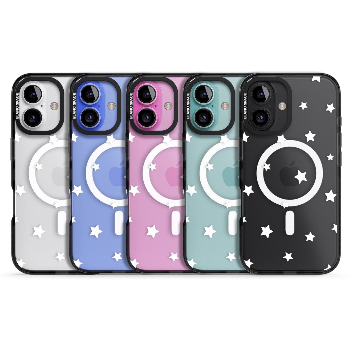 iPhone 16 Pro Max White Stars Pattern Black Impact Phone Case