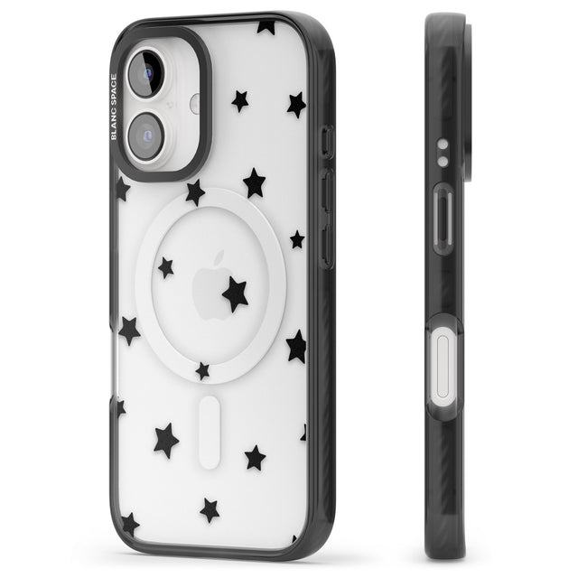 iPhone 16 Pro Max Black Stars Pattern Black Impact Phone Case