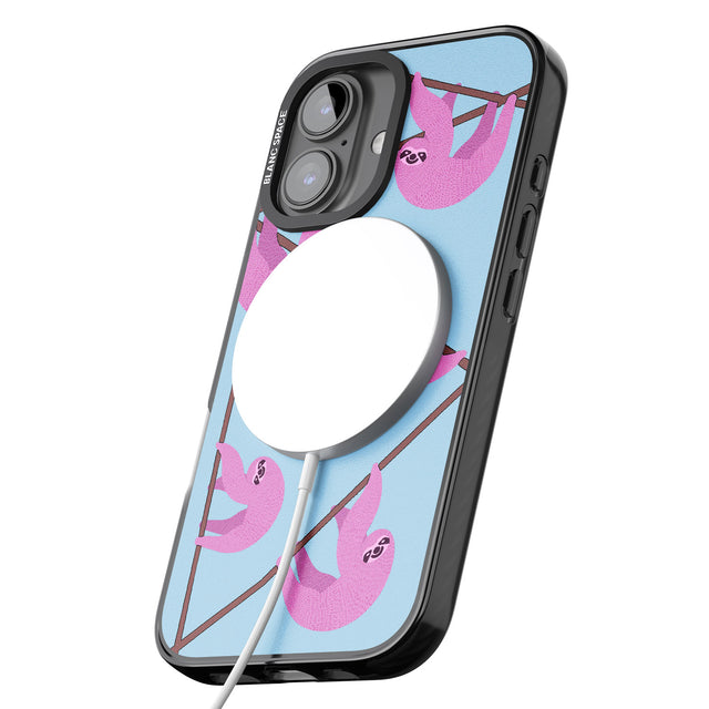 iPhone 16 Pro Max Pink Sloth Black Impact Phone Case