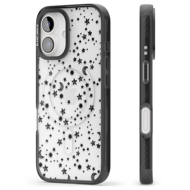 iPhone 16 Pro Max Black Cosmic Galaxy Pattern Black Impact Phone Case