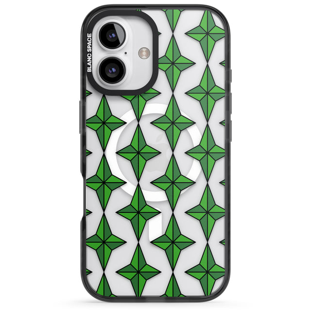 iPhone 16 Pro Max Emerald Stars Pattern (Clear) Black Impact Phone Case