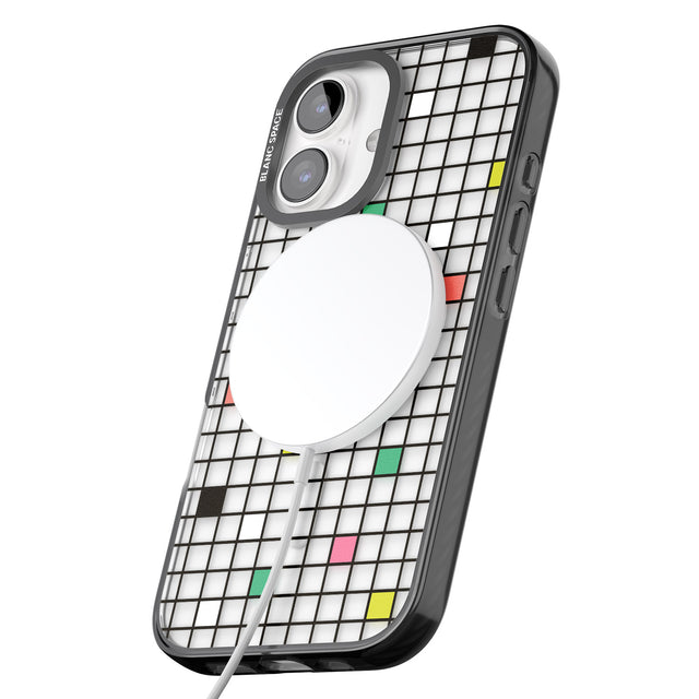 iPhone 16 Pro Max Vibrant Clear Geometric Grid Black Impact Phone Case