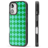 iPhone 16 Pro Max Retro Green Diamond Plaid Black Impact Phone Case