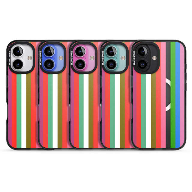 iPhone 16 Pro Max Vibrant Stripes Black Impact Phone Case