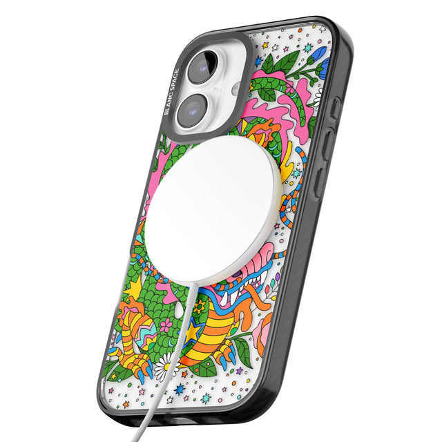 iPhone 16 Pro Max Psychedelic Jungle Dragon Black Impact Phone Case