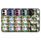 iPhone 16 Pro Max Colourful Swan Pattern Black Impact Phone Case