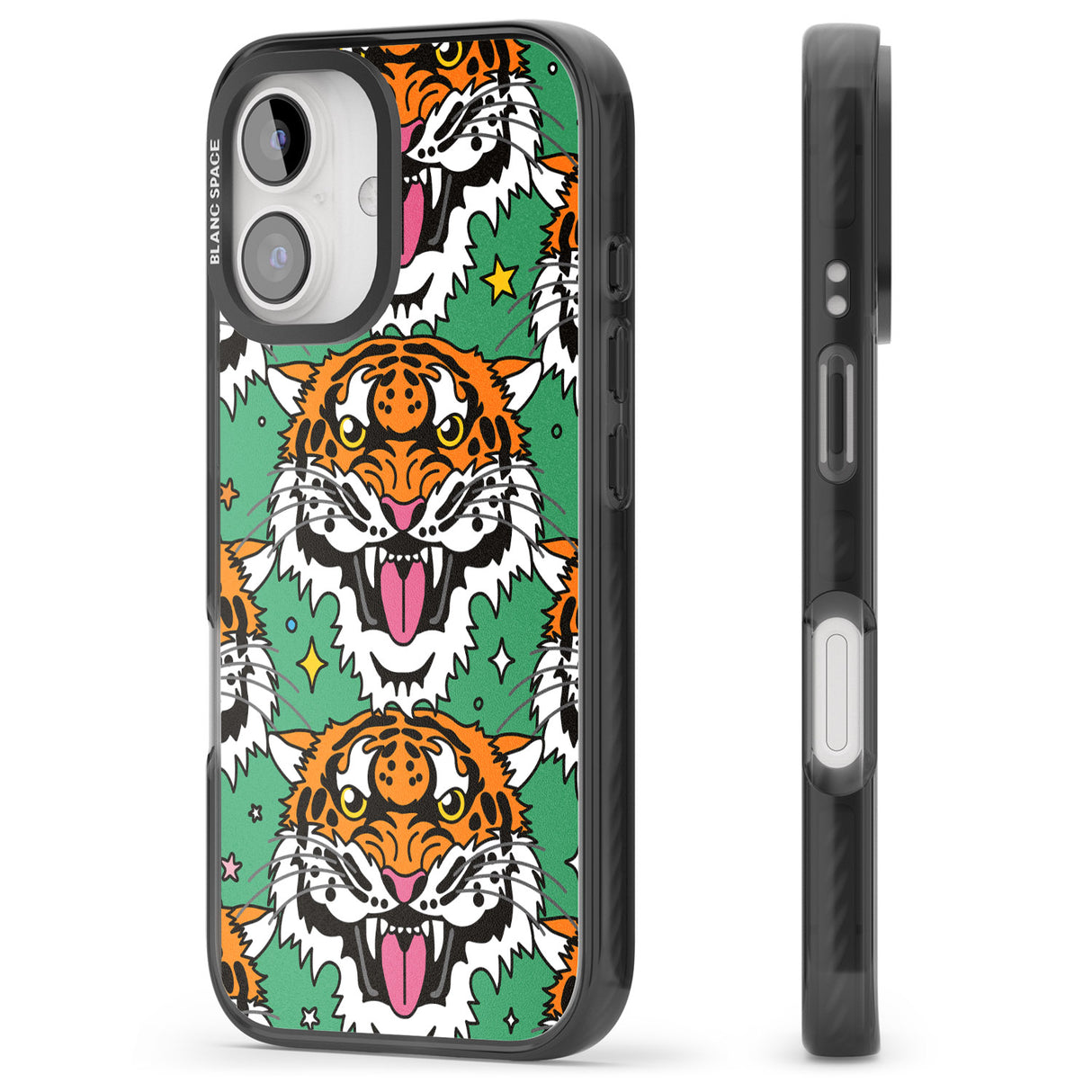 iPhone 16 Pro Max Fierce Jungle Tigers (Green) Black Impact Phone Case