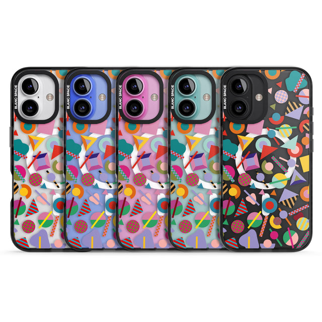 iPhone 16 Pro Max Retro Carnival Shapes Black Impact Phone Case