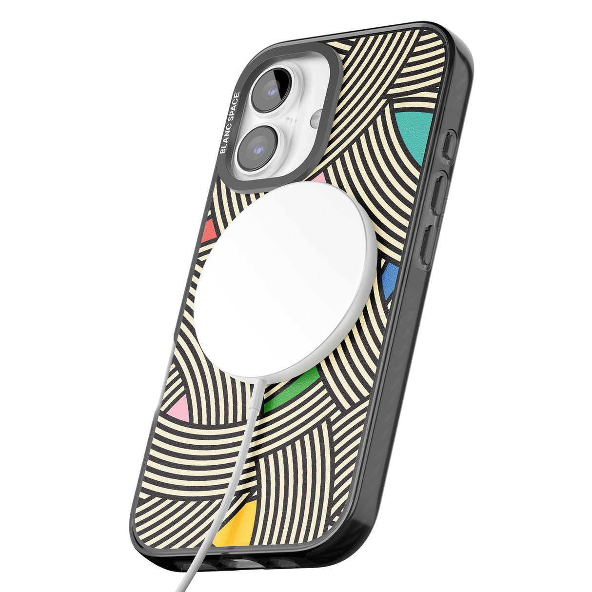 iPhone 16 Pro Max Multicolour Optic Waves Black Impact Phone Case