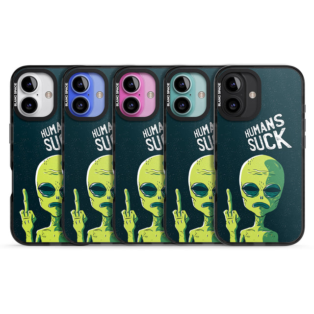 iPhone 16 Pro Max Humans Suck Alien Black Impact Phone Case