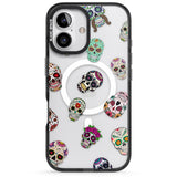 iPhone 16 Pro Max Mixed Sugar Skull Pattern Black Impact Phone Case