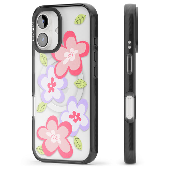 iPhone 16 Pro Max Funky Flowers Black Impact Phone Case