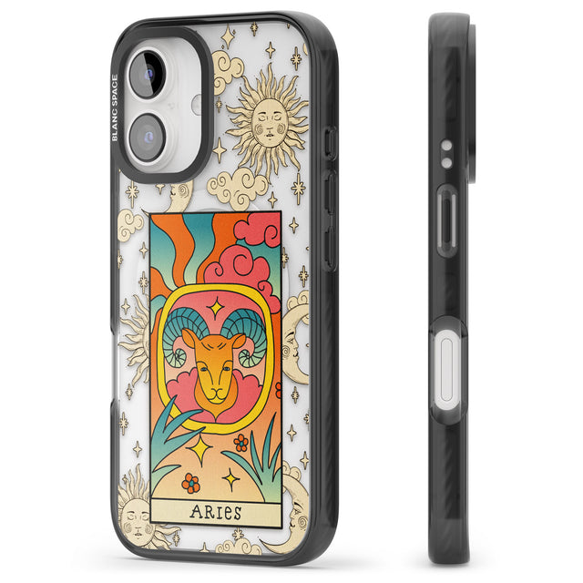 iPhone 16 Pro Max Celestial Zodiac - Aries Black Impact Phone Case + Magsafe