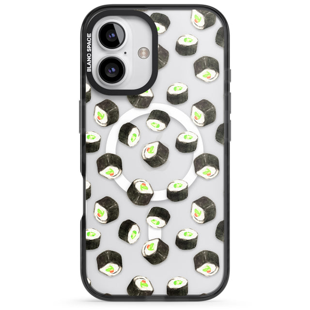 iPhone 16 Pro Max Maki Rolls Sushi Pattern Black Impact Phone Case